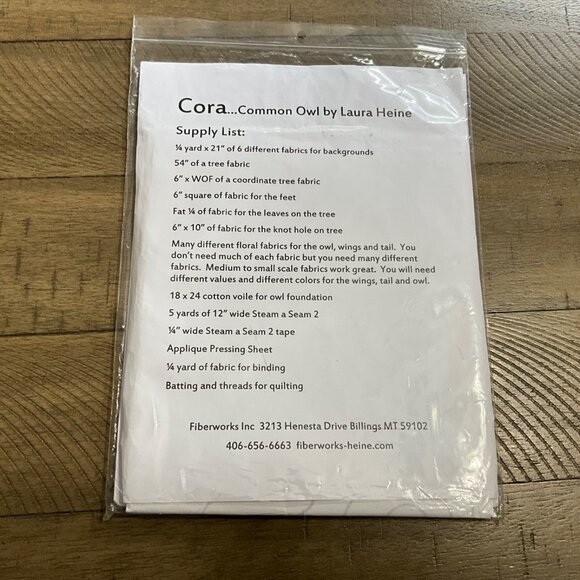 Fiberworks Cora Common Owl Pattern Laura Heine 21” x 45” Quilt Pattern - Picture 2 of 3